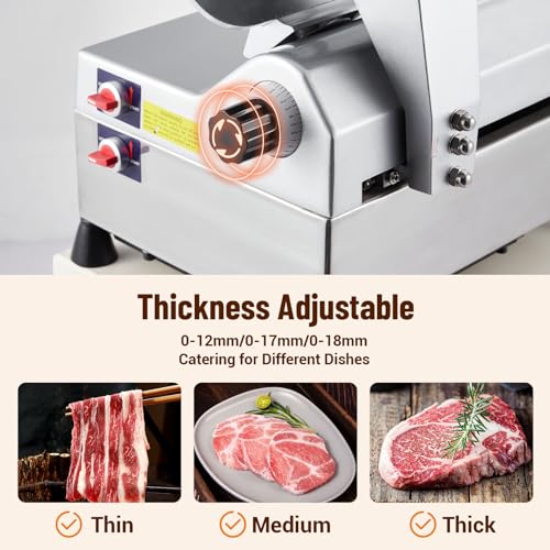 Zstar Electric Meat Slicer, 10" Non-sticky Stainless Steel Blade, Electric Frozen & Deli Meat Cheese Ham Food Slicer w/Sharpening Stone, Adjustable Slice Thickness, for Home and Commercial Use, 550W
