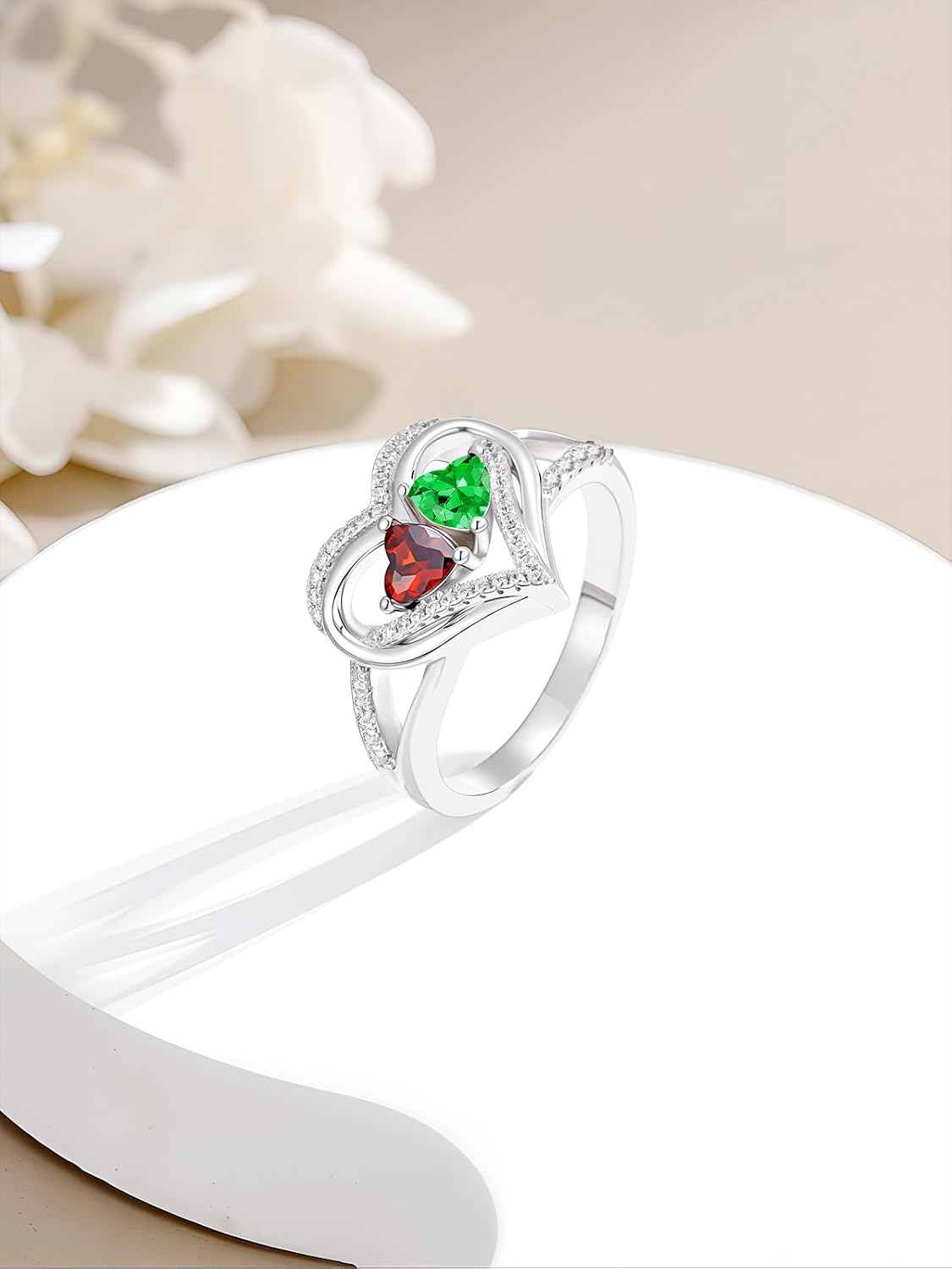 Birthstone Rings Heart Rings Engagement Wedding Promise Ring Anniversary Christmas Valentine Mothers Day Birthday Gifts for Women Wife Her Girlfriend - Image 4