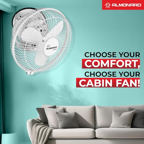Image of Almonard 225mm High Speed Cabin Fan, High Velocity Blades, Single Speed Setting, Cabin Fan for Office, Retail Kiosks, Available in White