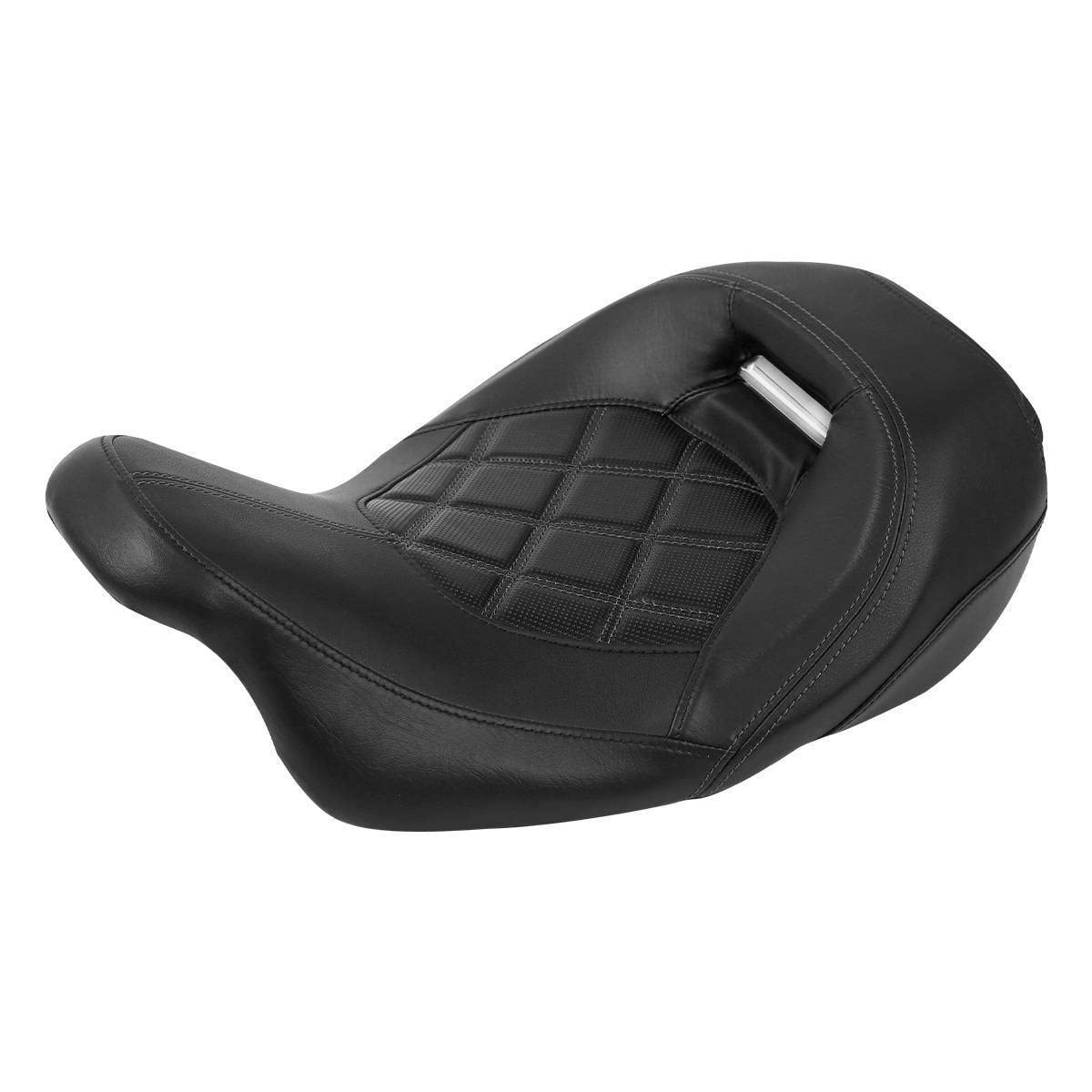 TCT-MOTORPARTS Low-Profile Driver Seat Front Solo Seat Fits for Harley Electra Street Road Glide CVO Road King 2009-2023 Black Stitching