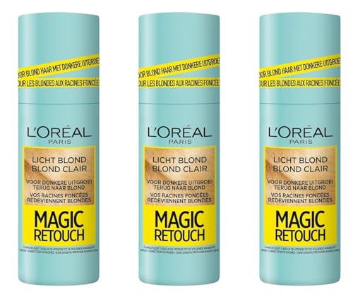L'Oréal Paris Magic Retouch Helles Blond Kaschier Spray Für Blonde Mit Dunklem Ansatz, 3er Pack (3 x 75 ml)