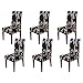 KnSam Housse Chaises Spandex Motif Vignes Vintage Bleu Foncé Brun Housse de Chaises 6 Pièces