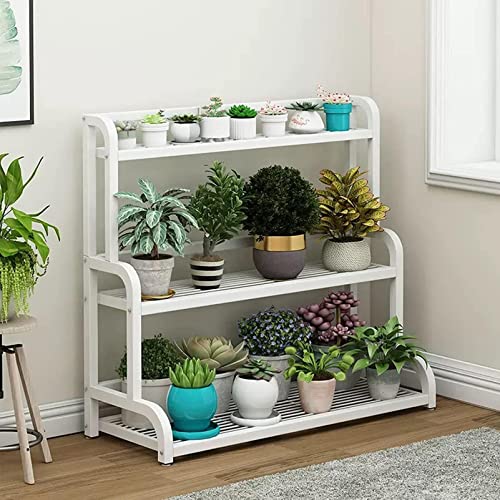 HczioN Banc d'échelle en métal pour Plantes d'intérieur et d'extérieur à 4 Niveaux, Support de Pot de Fleur, présentoir de Fleurs pour terrasse, Jardin, Balcon, Cour, Blanc