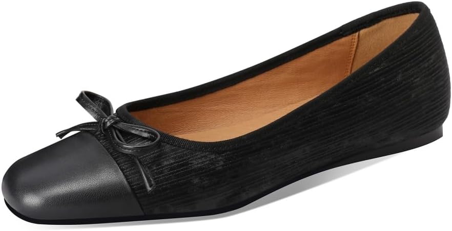 TinaCus Genuine Leather & Fabric Women's Round Toe Cute Bowtie Handmade Flat Shoes