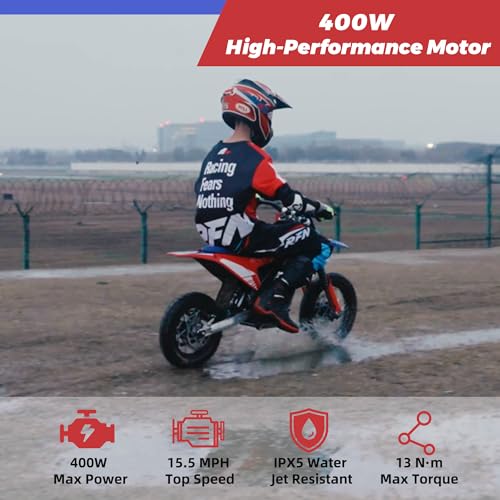 Image of RFN SX-E250 36V Electric Bike, 400W Electric Motorcycle 15.5 mph Max Speed & 11.2 Mile Range, 3-Speed Off-Road Bike for Kids Ages 3-6