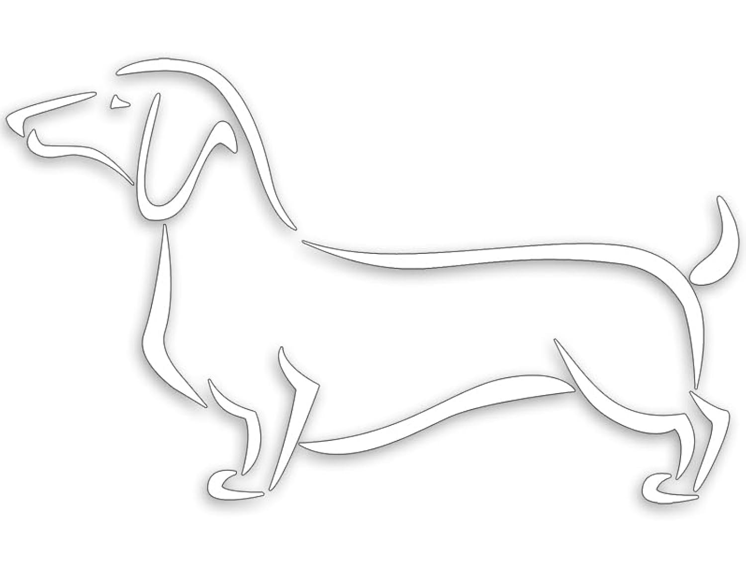 White Vinyl Abstract Fancy Dachshund Sticker (no Background Window Decal - Weener Weiner Dog Vinyl for Cars, Trucks (5 x 8 inch)
