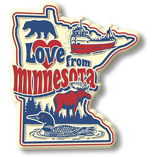 Imán Love from Minnesota 3D Rubber Vintage 2.3 x 2.6 in