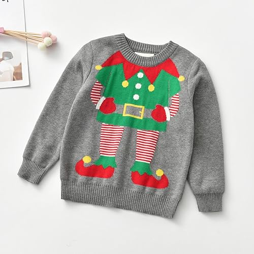 Kids Cute Funny Christmas Knit Pullover Fall Winter Warm Long Sleeve Knitted Sweater Toddler Xmas Knitwear Top2