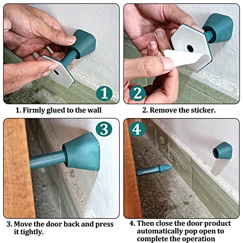 Punch-Free Automatic Sensor Door Closer, 4 Pack Multifunctional Door Closer And Rubber Door Stopper, Residential Commercial Auto Door Closer With Drawstring(Black & White) #TOP4