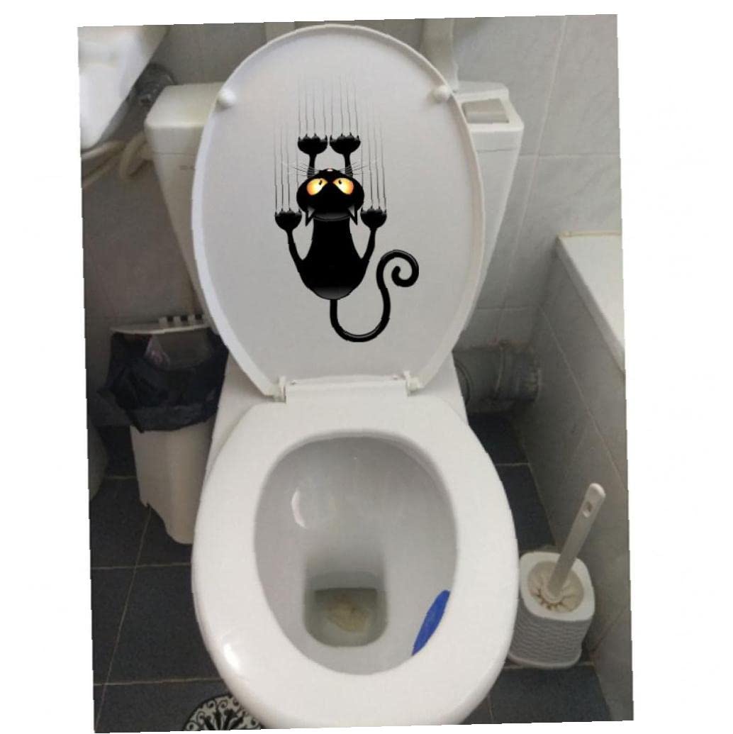 Zonster Funny Toilet Claw Cat Sticker Home Wall Stickers Toilet Seat Decal Wall Art Diy Mural Decor for Bathroom Kitchen, Black, 12.8*25cm