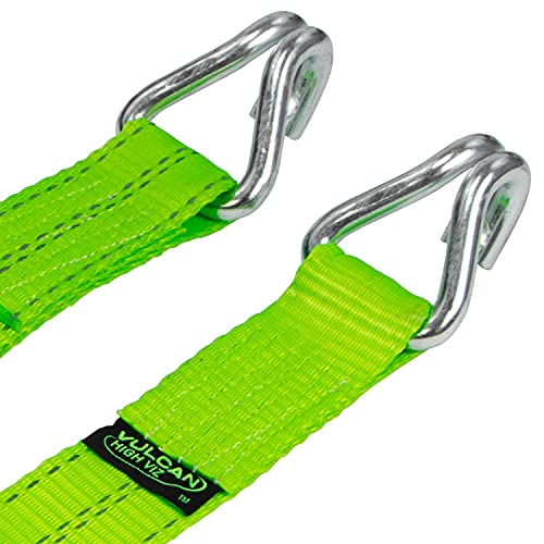 Vulcan Ratchet Strap With Wire Hooks 2 Inch X 30 Foot - 2 Pack - High Viz - 3,300 Pound Safe Working Load #TOP4