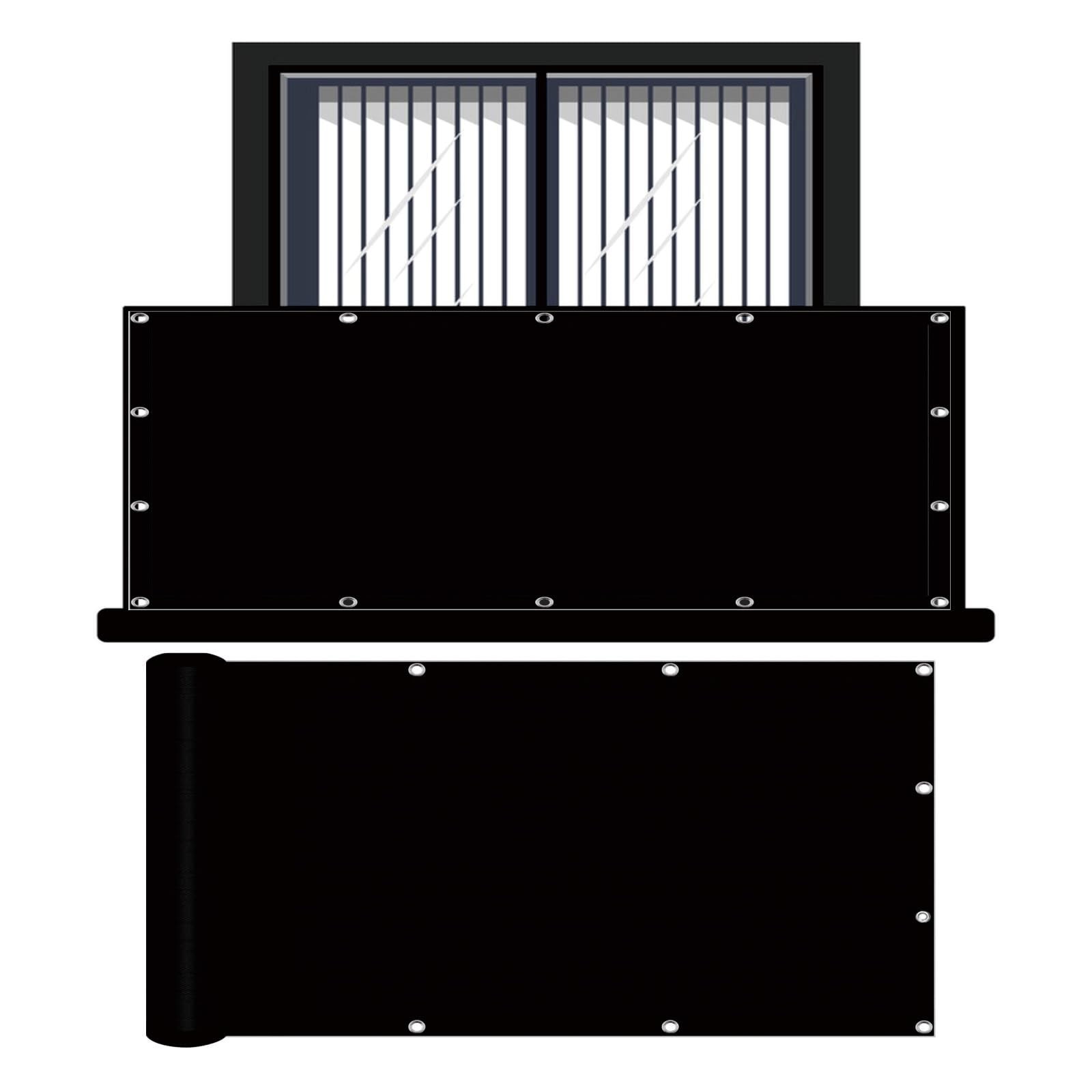 Brise vue balcon extérieur noir haute résistance aux intempéries
