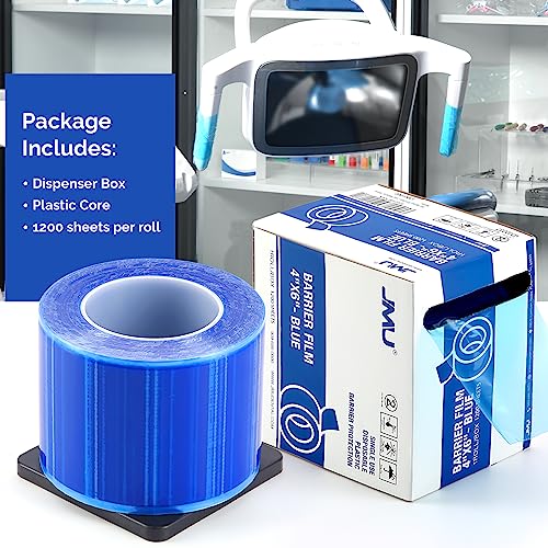 Jmu Blue Barrier Film, Barrier Film Tattoo 4" X 6" Barrier Tape, Dental Barrier Film Roll (1 Rolls, 1200 Sheets) #TOP4