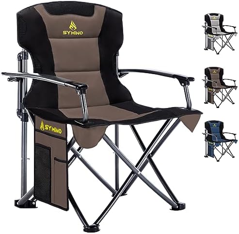 symino Camping Klappstuhl mit Armlehnen und gepolsterten Tassen
