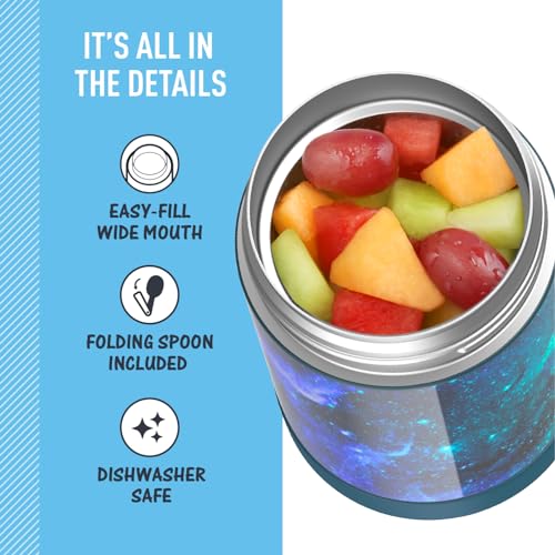 Image of THERMOS FUNTAINER 16 Ounce Stainless Steel Vacuum Insulated Food Jar with Spoon, Galaxy Teal