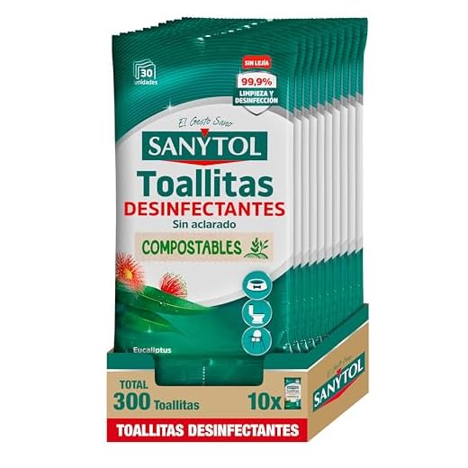 Sanytol – Toallitas Desinfectantes Multiusos, Eliminan Bacterias, Hongos y Virus Sin Lejía, Perfume Eucaliptus - Pack de 10 x 30u = 300 toallitas