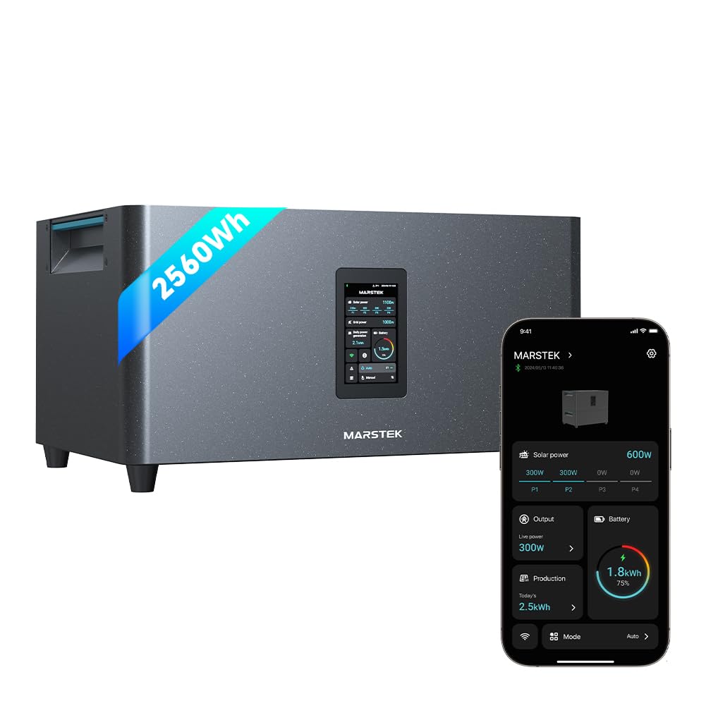 Marstek Jupiter C Plus Balkonkraftwerk mit Speicher & Wechselrichter: 0% MwSt, 2,56kWh LFP Speicher für Balkonkraftwerk, 4 MPPT 2400W PV-Eingang/800W Ausgang, App-Steuerung, Plug&Play, 6000 Zyklen