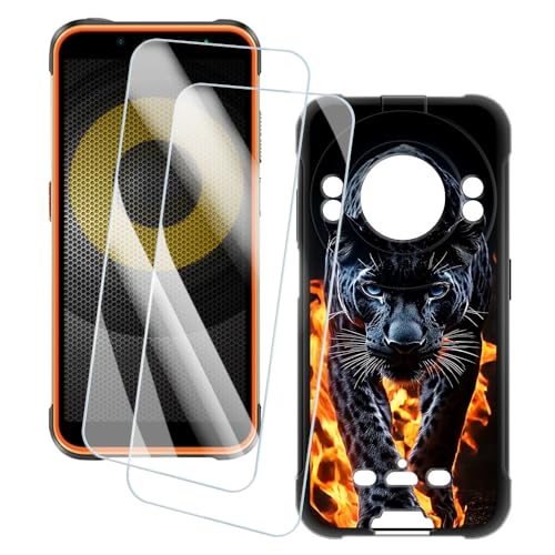 OAGELIM 2�Z�b�g �X�N���[���v���e�N�^�[ + �P�[�X Ulefone Power Armor 16 Pro (5.93 �C���`) �Ƃ̌݊������� �A�[�e�B�X�e�B�b�N�J�X�^���v�����g�J�o�[�Ƌ����K���X�t�B���� �X�N���b�`�h�~ (�`�[�^�[)