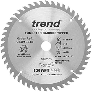Trend CSB/18548 Craft Pro Trimming Crosscut TCT Circular Saw Blade, Tungsten Carbide Tipped, 185mm x 48 Teeth x 20mm Bore