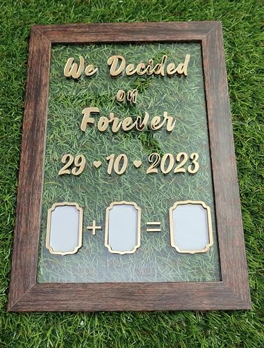 Image of Wooden Couple Thumb Impression Gift (24 Cm X 35 Cm)| Wedding Thumb Print | Couple Gift| Finger Print Gift| Personalized Text | Wooden Frame|