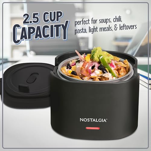 Nostalgia Portable Heated Lunch Box – 2.5-Cup Stainless Steel Food Warmer – Detachable Cord, Leak-Proof Lid, Carry Handle – Portable for Work & Travel – Black Berry - image 4