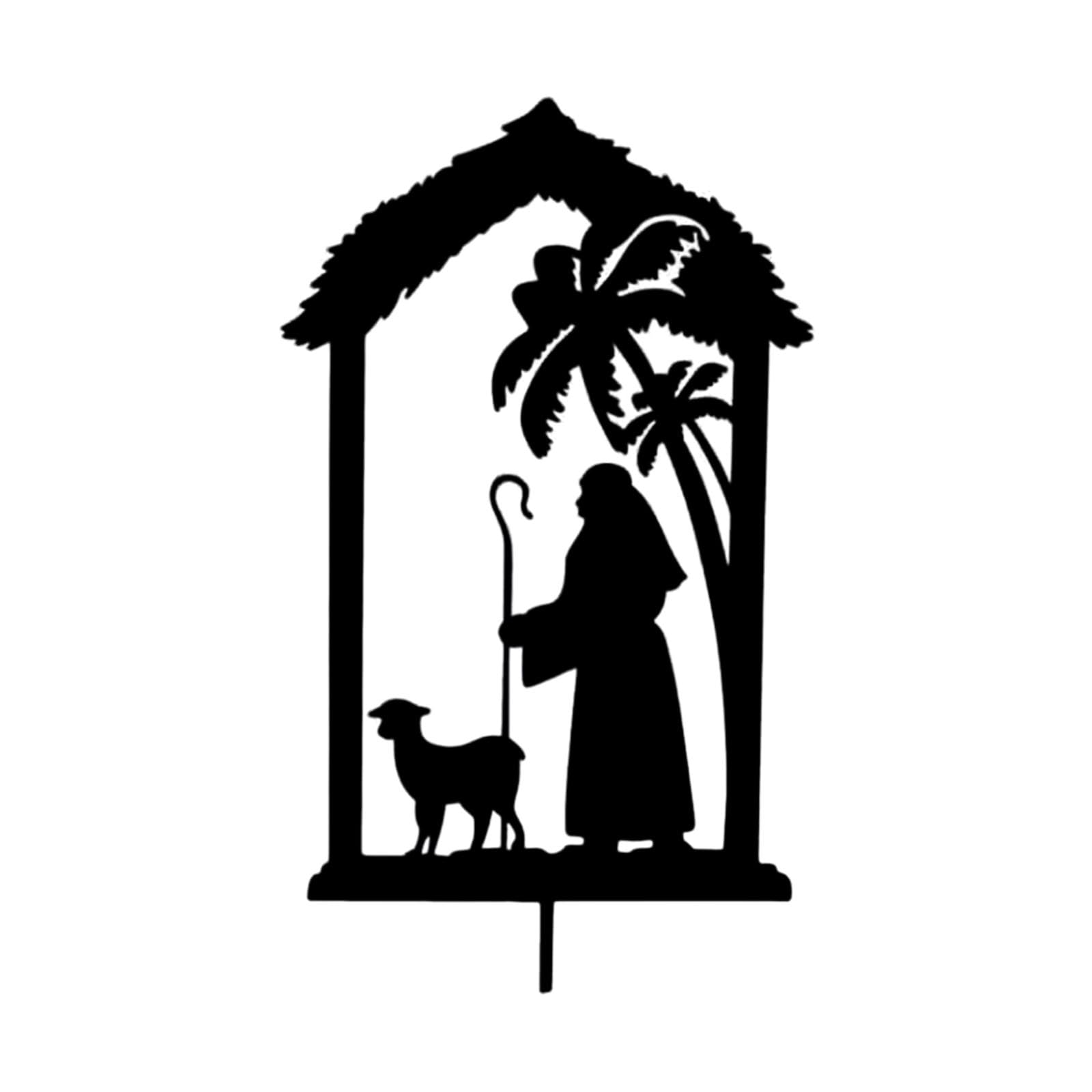 Christmas Nativity Silhouette Stake Multipurpose Sturdy Courtyard Sign Style C-image-47