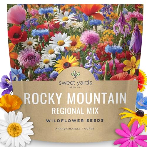 Rocky Mountain Regional Mix - Large 1 Ounce Packet - 25 000 Flower Seeds for Planting - Wildflower Mix