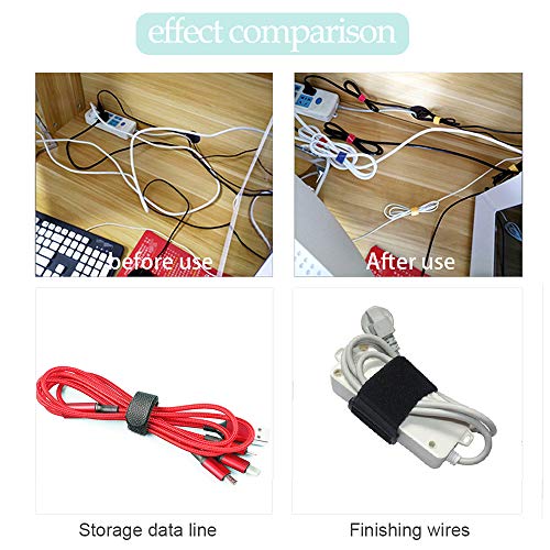 Cable ties ajustables de gancho y bucle, 30 organizadores de cables negros multimedida 6