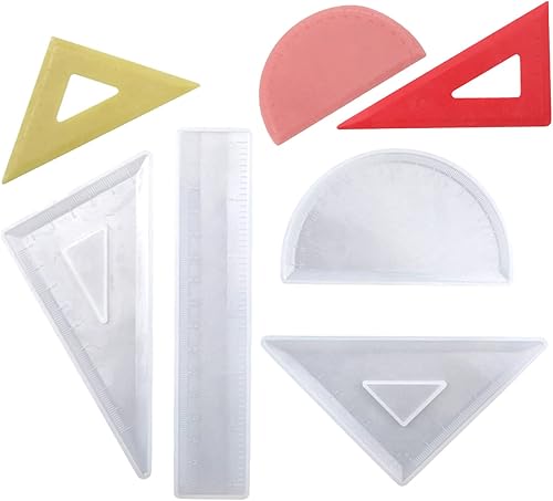 Miniatura 2 de Molde de resina de cristal, molde de silicona epoxi, 4 piezas, transportador, triángulo, regla de ángulo recto, molde de bricolaje para