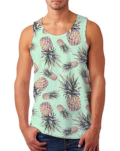 Uideazone ZJXRA0126TPMFBA Men Casual Graphic Pineapple Tank Top Summer Sleeveless Gym Workout Tanks Tees cover