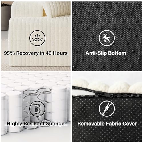 Image of LAUSAINT HOME 132 inch Modular Sectional Sofa Couches, U-Shaped Boneless Cloud Sofa with 4 Deep Seat, 6 Cushiones Oversized Chaise for Living Room, Bedroom, Plush Corduroy Fabric (U Shaped Sofa, Beige)