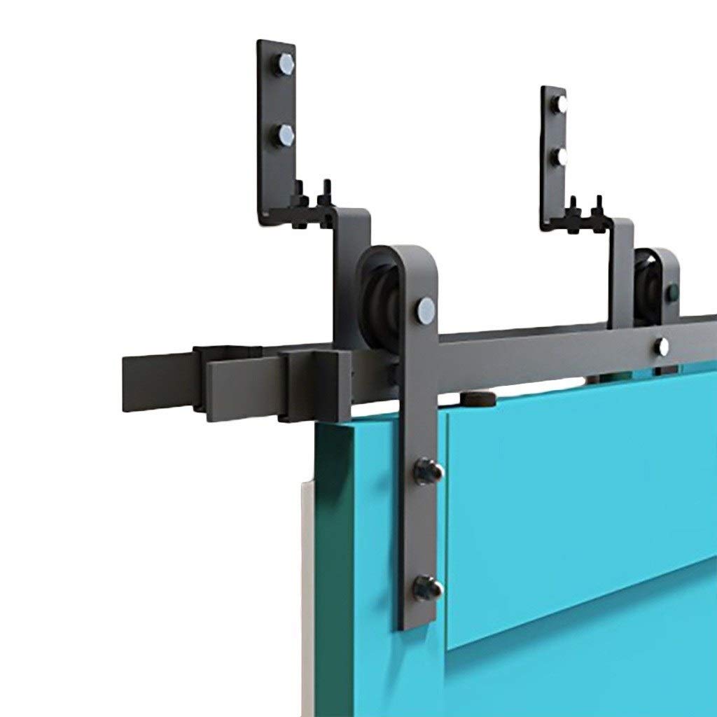 Kit Porta Scorrevole per Fienile 5ft-18ft Porta per Fienile Scorrevole Doppio Binario Appeso - Kit Hardware Completo Professionale, Porte Doppie in Legno USA Accessori per Binari Mute (Dimensioni :
