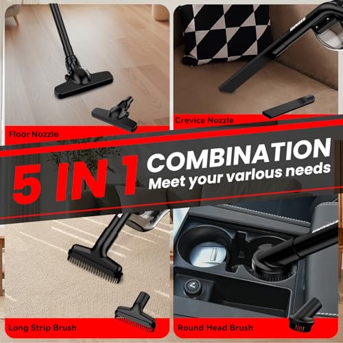 Image of Cordless Vacuum for Milwaukee M18 Battery, 5 in 1 Handheld Electric Vacuum Cleaner with 500W Powerful Motor, 46 CFM Portable Hand Vacuum with 2 Filtration HEPA for Home, Floor, Carpet, Car (Tool Only)