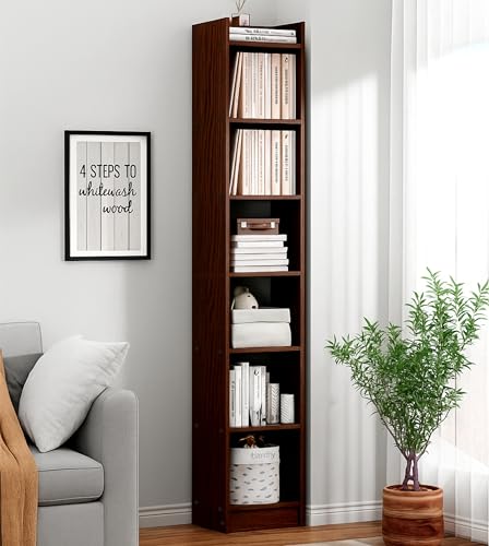 Enigmatic Woodworks Wooden Large Open Bookshelf Multipurpose for Home Rack Showcase Organizer for Living Room I Study Room I 7-Tier I Finish-Suede DIY (Wenge)