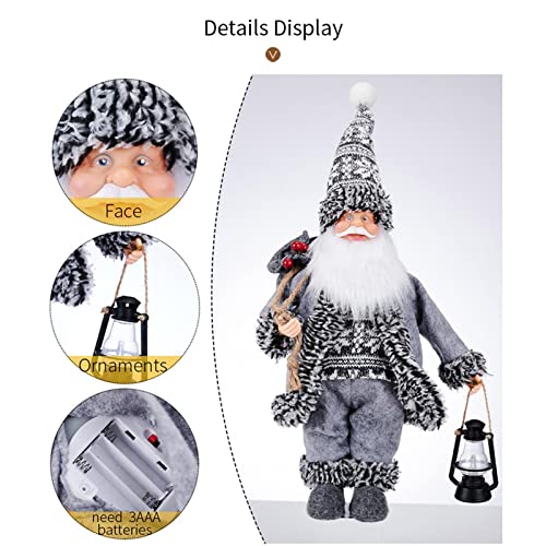 Bonecas de Papai Noel de Natal - Decorações de mesa de estatueta de pé de papai noel com luzes LED,D