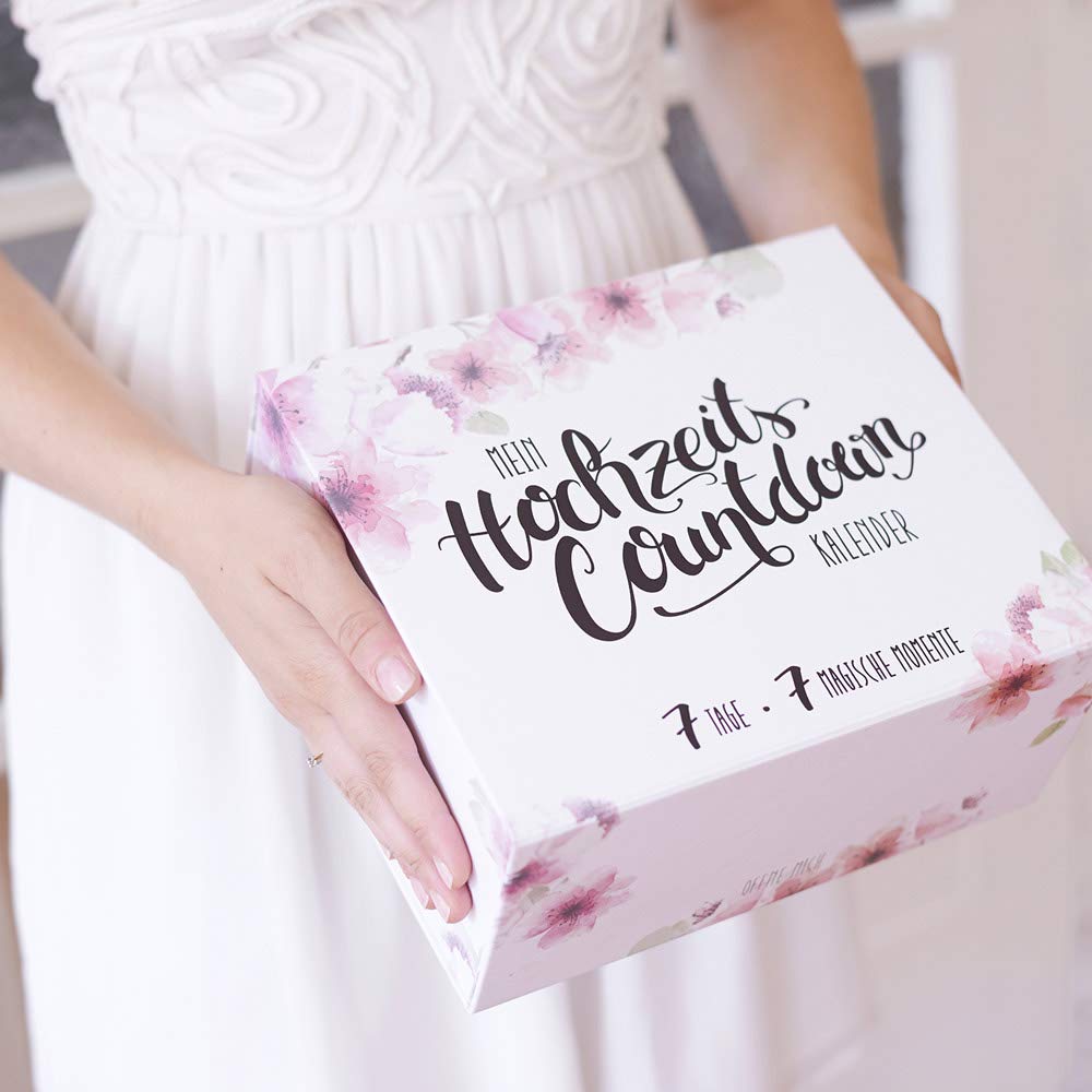 Hochzeits-Countdown-Kalender Calendario de Boda con Cuenta Regresiva, 7 Puertas para los últimos 7 días y una Cuenta atrás de 100 días, Regalo JGA, Calendario de Novia para Novia, Regalo de Novia