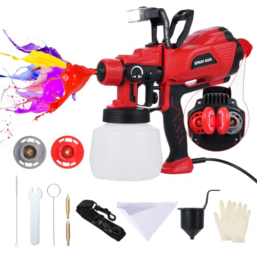 Sistema a spruzzo di colore, 550 W, HVLP, pistola elettrica per verniciatura con luce LED retrattile, contenitore da 1200 ml, tracolla, 3 ugelli per interni ed esterni