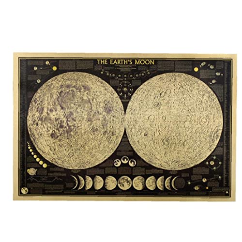 Ayrsjcl Retro Phase of the Moon Kraft Poster Living Room Bedroom Removable Murals Large Vintage Poster Wall Home Decor