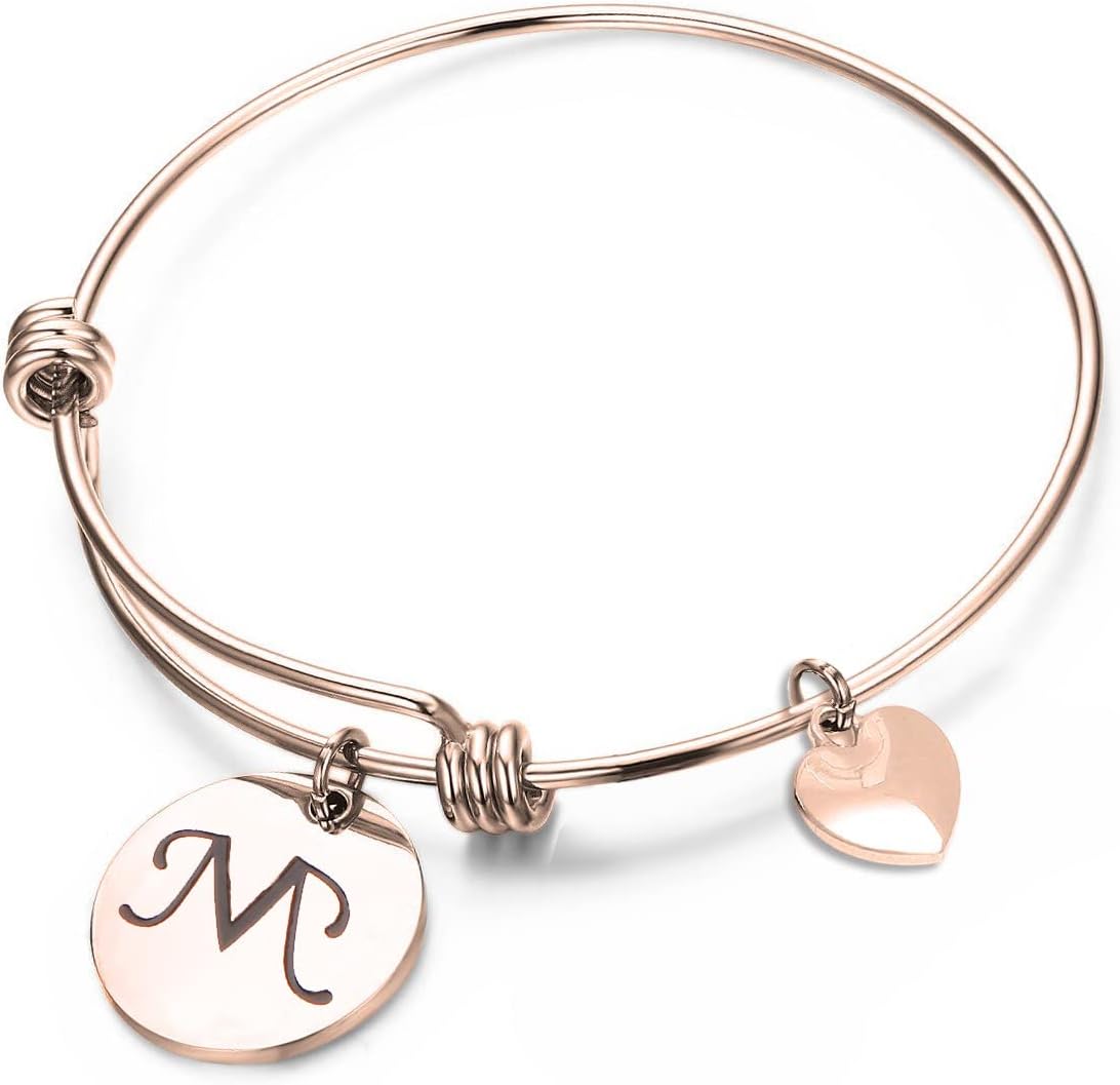 ENSIANTHInitial Bracelet Rose Gold Letter Bracelet Mothday's Day Gift Initial Charm Bracelets Friendship Bracelet For Birthday