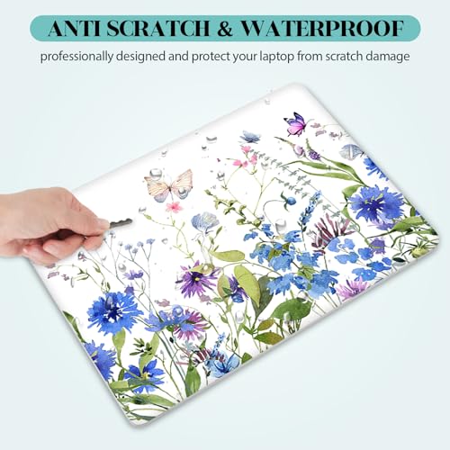 Image of Laptop Skin Sticker Decal, 12 inch 13 inch 13.3 inch 14 inch 15 inch 15.4 inch 15.6 inch Universal Vinyl Notebook Skin Sticker Cover Art Protector Decal with Free 2 Wrist Pads, Beautiful Floral White