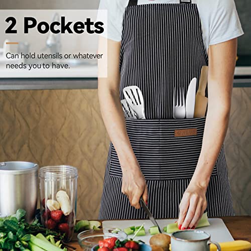 image for NLUS 2 Pack Kitchen Cooking Aprons, Adjustable Bib Soft Chef Apron wit