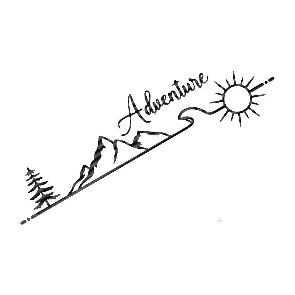 Adventure Mountain Forest Sun Vinyl Decal Stickers for Cars RVs Camper Van Vehicle Graphic Decoration(Carbon Fiber,80cmx23cm)