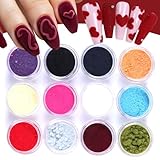 12Colors Flocking Velvet Nail Glitter Powder Multi-Color Fuzzy Fluffy Powder for DIY Creative Crafts Nail Art Decoration Fiber Flocking Velvet Pigment Dust Valentine's Day Decor Designs