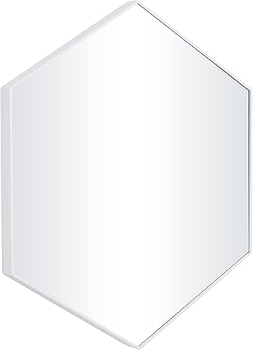 Miniatura 66 de Deco 79 Espejo de pared simplista de madera con marco minimalista fino, 24 x 1 x 24 pulgadas, blanco