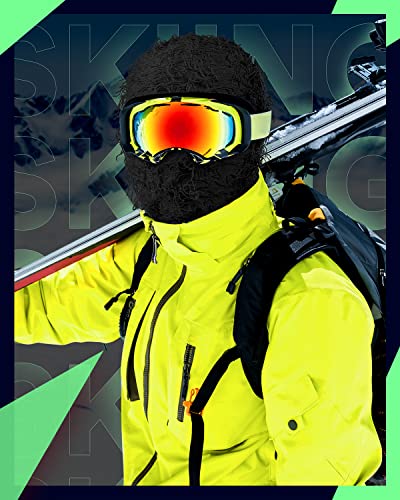 Camiaya Distressed Balaclava Ski Mask Full Face Knitted Balaclava Shiesty Mask Windproof Fuzzy Ski Mask For Winter Black #TOP3