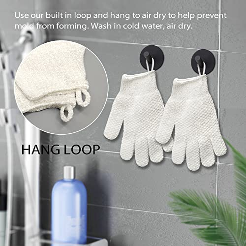 Evridwear Exfoliating Dual Texture Bath Gloves For Shower, Spa, Massage And Body Scrubs, Dead Skin Cell Remover, Gloves With Hanging Loop (1 Pair Light Glove) #TOP4