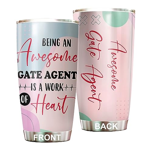 MEDROC Awesome Gate Agent Tumbler Stainless Steel 20oz, Funny Gate Agent Gifts Bulk For Birthday Christmas, Gate Agent Gifts For Men Women Office Coworker Driking Coffee Cup Humor