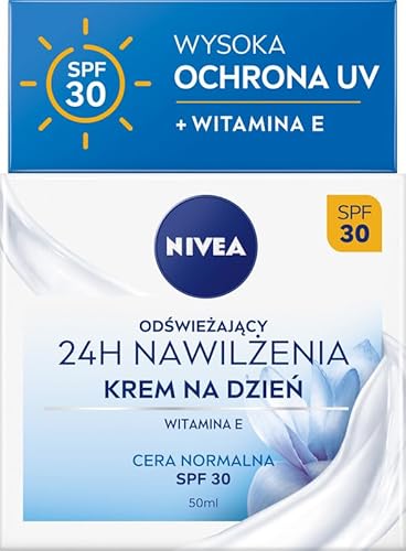 NIVEA Crema de día hidratante 24H, vitamina E, extracto de nenúfare, protección UV SPF 30-50 ml