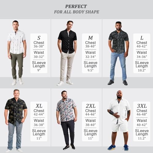 ETHANOL Men Classic Slim Fit Woven Short Sleeve Wrinkle Resistant Print Shirt4