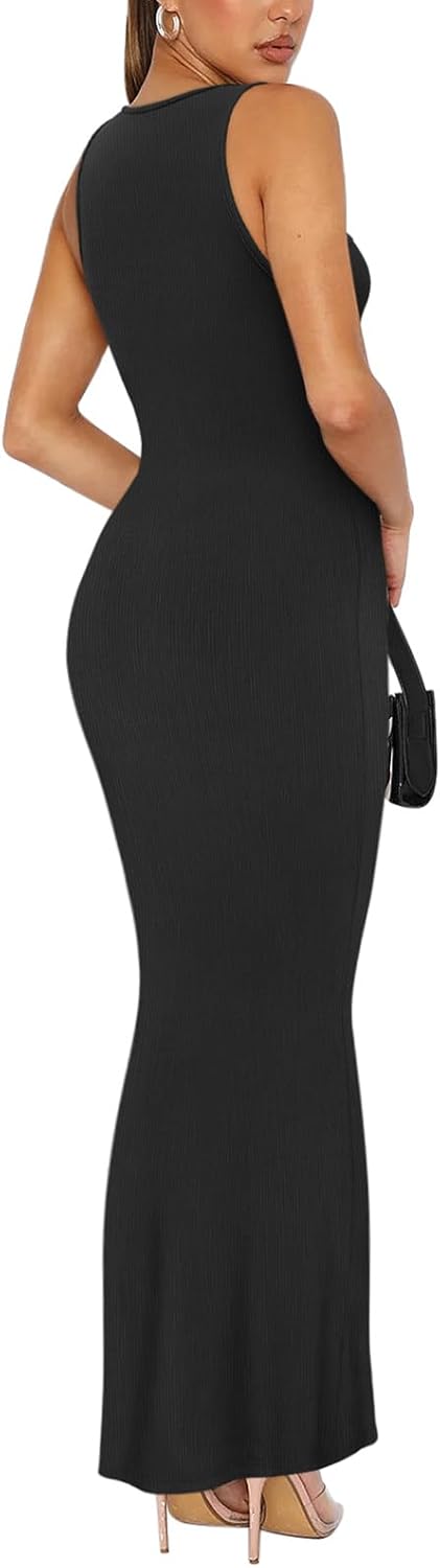 REORIA Sexy Square Neck Sleeveless Elegant Ribbded Long Maxi Dress Wedding Guest Dresses for Women 2026 Summer - Image 4